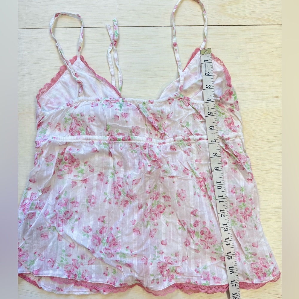 VTG F21 “Twenty one” Pink Floral Rose Lace Babydoll Cami Top 100% Cotton Size L - Picture 6 of 6